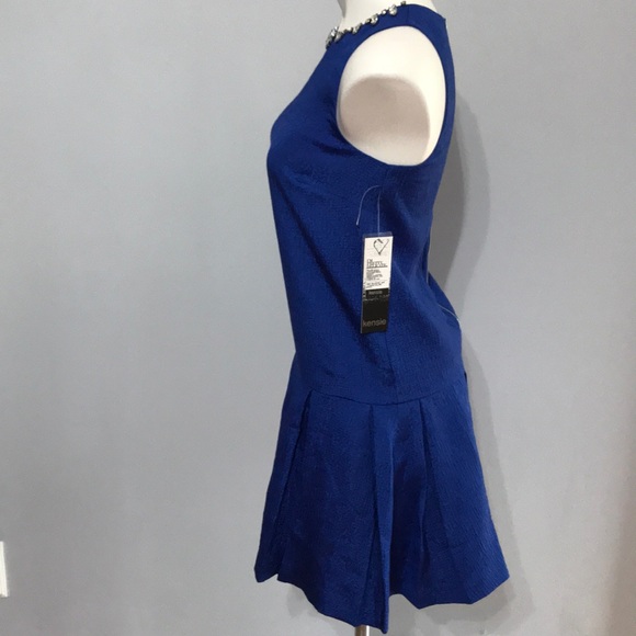 Kensie • Drop Waist Blue Brocade Blue Ink Dress - Picture 3 of 11